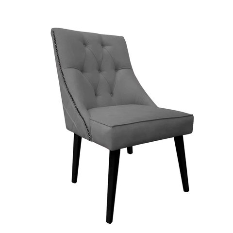 Cadeira de Jantar Bela Capitone Suede Cinza com Tachas