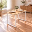 Ver imagem 5 de Mesa de Jantar Reforçada Industrial 110x80cm Tampo Bege Pés Branco