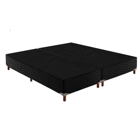 Cama Box Base Queen Sommier Rústico Bordado Black (158x198x30) - Paropas