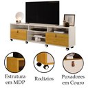 Ver imagem 2 de Rack Bancada para Tv de até 65 2 Gavetas Galena Off White/naturale