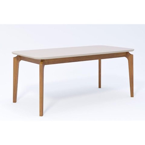 Mesa de Sala Jantar Ficus C/ Tampo Madeirado Vidro 180x90cm Carvalho/off White - Cimol
