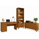 Ver imagem 2 de Conjunto Escritório 3 Peças com Cristaleira LED e Escrivaninha MDF Naturalle Yescasa