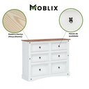 Ver imagem 3 de Cômoda Branco 6 Gavetas Madeira Maciça Branco