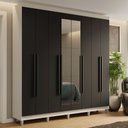 Ver imagem 1 de Guarda-Roupa Casal com Pés 8 Portas Batentes com Espelho Saturno Madesa
