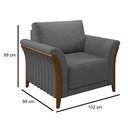 Ver imagem 4 de Poltrona Decorativa Sala de Estar 102cm Pés Madeira Roya M22 Linho Cinza Escuro - Mpozenato