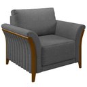 Ver imagem 1 de Poltrona Decorativa Sala de Estar 102cm Pés Madeira Roya M22 Linho Cinza Escuro - Mpozenato