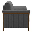 Ver imagem 5 de Poltrona Decorativa Sala de Estar 102cm Pés Madeira Roya M22 Linho Cinza Escuro - Mpozenato