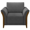 Ver imagem 6 de Poltrona Decorativa Sala de Estar 102cm Pés Madeira Roya M22 Linho Cinza Escuro - Mpozenato