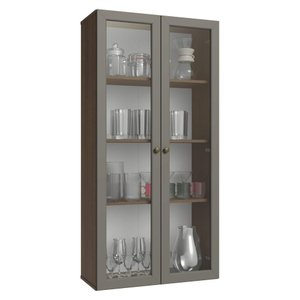 Cristaleira Suspensa 70 Cm 2 Portas de Vidro Rustic/cinza Vik Madesa