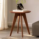 Ver imagem 1 de Mesa de Canto Redonda 60 cm X 65 cm Retrô Sala e Quarto 100% MDF Dalla Costa Cor:Pinhão