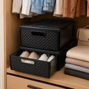 Ver imagem 5 de Caixa Gaveteiro Rattan Organizador Modular Empilhavel Multiuso com Gaveta para Sapateira Closet e Gu