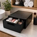 Ver imagem 2 de Caixa Gaveteiro Rattan Organizador Modular Empilhavel Multiuso com Gaveta para Sapateira Closet e Gu