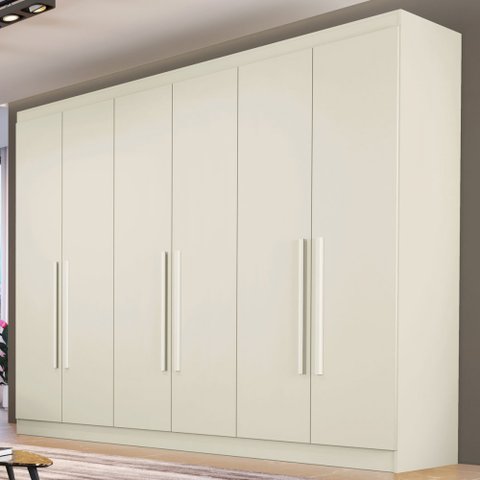 Guarda-Roupa Casal Oslo 6 Portas 4 Gavetas 100% Mdf Off White - Madermaques