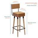Ver imagem 2 de Banqueta Banco Alto Barcelona Couro Amarula Bar Cozinha Pés Madeira Ms Decor