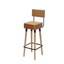 Ver imagem 1 de Banqueta Banco Alto Barcelona Couro Amarula Bar Cozinha Pés Madeira Ms Decor