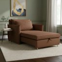 Ver imagem 2 de Poltrona-Cama Monica Retratil Macia Quarto Visita Sala Suede:Marrom/Suede