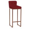 Kit 08 Banqueta Alta Com Encosto Lucca Industrial Cozinha Balcão Ferro Bronze Botão Corino - 2