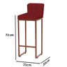 Kit 08 Banqueta Alta Com Encosto Lucca Industrial Cozinha Balcão Ferro Bronze Botão Corino - 4