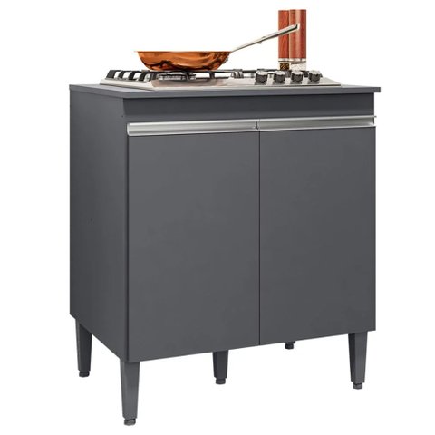 Balcão Gabinete Martin Cooktop 2 Portas para Cozinha Cinza