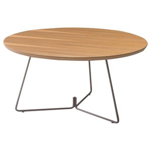 Mesa Centro Ovale Tampo Teka com Base Grafite 70 Cm (larg) - 49447