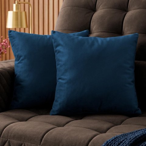Almofadas Kit Plumie de 45x45cm 2 Uni Velusoft Azul Cama Inbox