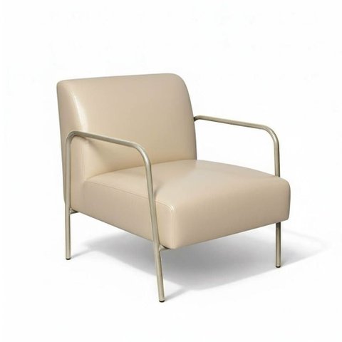 Poltrona Decorativa Helena Base em Aço Champanhe Sintético Pu D03 - D'rossi