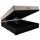 Ver imagem 5 de Cama Box Baú Queen Sintético Bipartido + Colchão Ortobom Airtech Molas Ensacadas 158x198x65:Preto