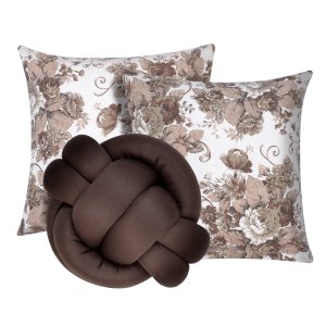 Kit 2 Almofadas Decorativas cheias mais Almofada Nó Tabaco