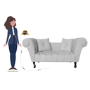 Ver imagem 5 de Sofá Recamier Recepção Decorativo 02 Lugares Londres Suede Branco - Incasa Decor