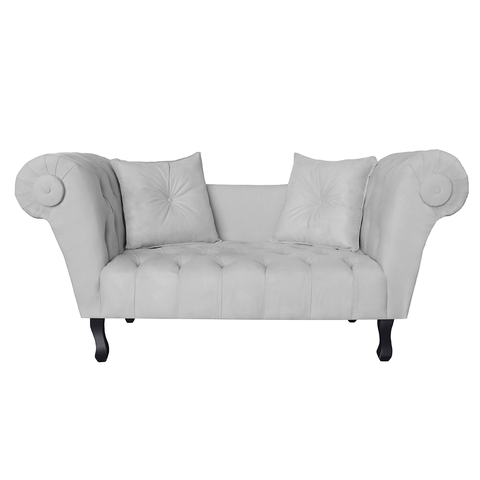 Sofá Recamier Recepção Decorativo 02 Lugares Londres Suede Branco - Incasa Decor