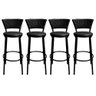 Kit 4 Banquetas Bistro Cuba Aço Preto Junco Sintético Preto Assento Preto - 1