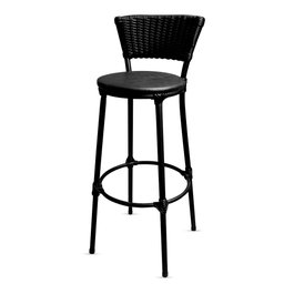 Kit 4 Banquetas Bistro Cuba Aço Preto Junco Sintético Preto Assento Preto - 2