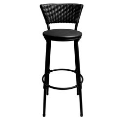 Kit 4 Banquetas Bistro Cuba Aço Preto Junco Sintético Preto Assento Preto - 3