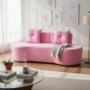 Ver imagem 1 de Sofá 3 Lugares Orgânico Curvo Madrid 180cm Suede Rosa Bebê