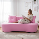 Ver imagem 2 de Sofá 3 Lugares Orgânico Curvo Madrid 180cm Suede Rosa Bebê