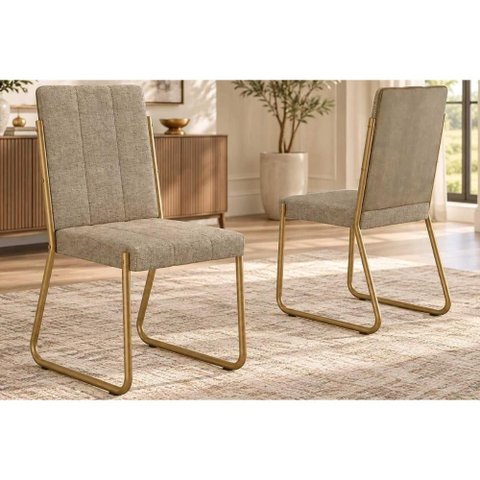 Cadeira Cozinha Kit 2un Nina 1756 Dourado/Bamboo Carraro