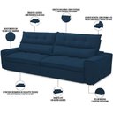 Ver imagem 6 de Sofá Retrátil Reclinável para Sala de Estar Living 250cm Dimas F04 Veludo Azul