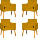 Ver imagem 1 de Kit 4 Poltronas Nina Suede Cores Pé Palito 30cm Castanho