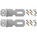 Ver imagem 1 de Dobradiça Porta Cadeado Fecho Trinco Zincado 6,3cm para Portão Gaveta Armário | Aliança | Kit 02 Un