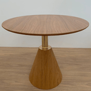Ver imagem 2 de Mesa de Jantar Cone Velt Redonda 90 Cm Tampo Freijó Base Freijó C/ Eixo Dourado Tampo Freijó Base Fr