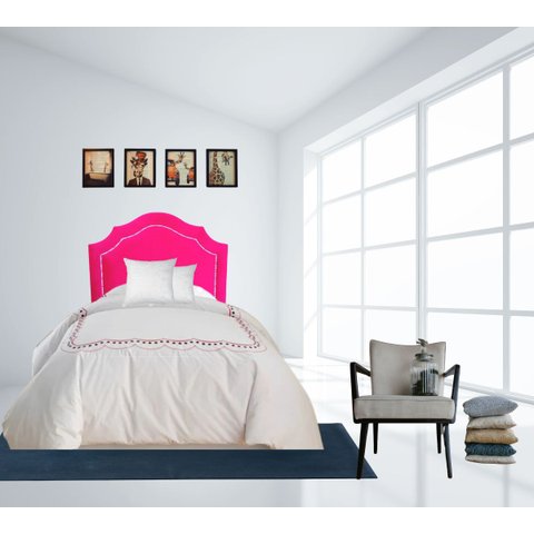 Cabeceira Cama Box Solteiro Rosa Pink Corino com Tachas