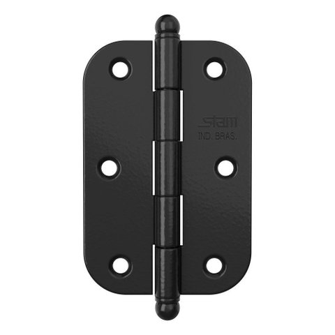 Kit 3 Dobradiça Stam 1,7mm Canto Red. Pino Bola S/ Anel Preto Fosco