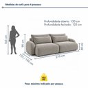 Ver imagem 3 de Sofá Cama Modular Orgânico Retrátil 4 Lugares 270cm com Base em Madeira Maciça Oxford