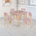 Ver imagem 1 de Mesa Cadeiras Infantil 7 Cores Mdf Pinus para Quarto Jogos:rosa