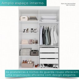 Guarda-roupa Solteiro 4 Portas 3 Gavetas Espanha - Mais Móveis Neve - 4