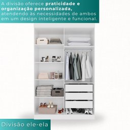 Guarda-roupa Solteiro 4 Portas 3 Gavetas Espanha - Mais Móveis Neve - 5