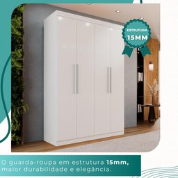 Guarda-roupa Solteiro 4 Portas 3 Gavetas Espanha - Mais Móveis Neve - 6