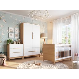 Quarto de Bebê Completo Berço Americano Cômoda e Guarda Roupa Infantil 2 Portas Quater Linha Tomi - 4