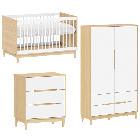 Quarto de Bebê Completo Berço Americano Cômoda e Guarda Roupa Infantil 2 Portas Quater Linha Tomi