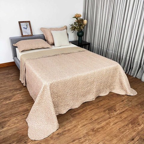 Cobreleito Casal King Duplaface 03 Pçs Animale 2,60 x 2,80 - Bege